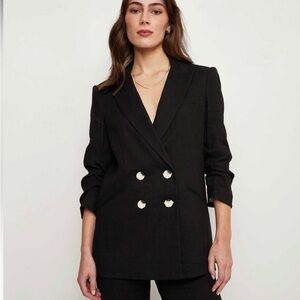NWOT Veronica Beard Black Double-Breasted Linen Women's Blazer